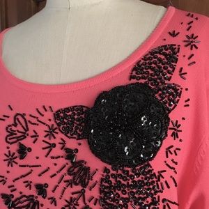 Glamorous Victor Costa beaded knit sweater top